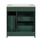 30 Small Bathroom Vanity Sink Combo with Storage , Bathroom Floor Cabinet with Drawers for Small Space, Green