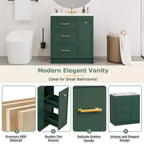 30 Small Bathroom Vanity Sink Combo with Storage , Bathroom Floor Cabinet with Drawers for Small Space, Green