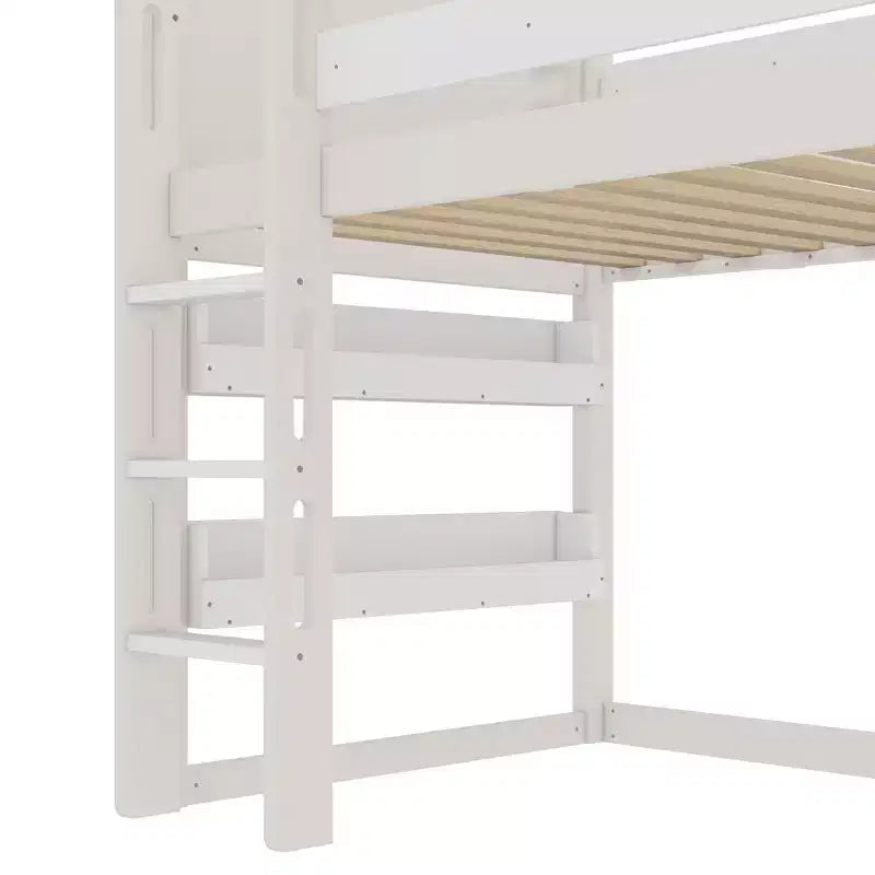 Bellemave House Loft Bed with Bookshelf and Slide,Solid Wood House Loft Bed Frame with Safety Rails and Playful Design for Kids