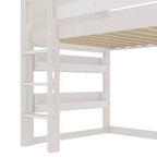 Bellemave House Loft Bed with Bookshelf and Slide,Solid Wood House Loft Bed Frame with Safety Rails and Playful Design for Kids