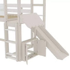 Bellemave House Loft Bed with Bookshelf and Slide,Solid Wood House Loft Bed Frame with Safety Rails and Playful Design for Kids
