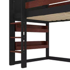 Bellemave House Loft Bed with Bookshelf and Slide,Solid Wood House Loft Bed Frame with Safety Rails and Playful Design for Kids