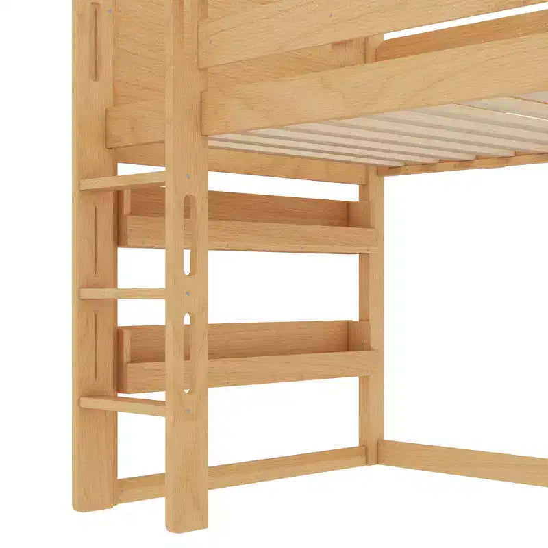 Bellemave House Loft Bed with Bookshelf and Slide,Solid Wood House Loft Bed Frame with Safety Rails and Playful Design for Kids