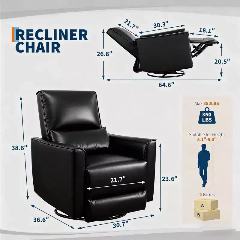 Swivel Rocking Nursery Recliner Chair Rocker Recliner Glider Deep Seat Sofa Chair with high Backrest