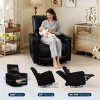 Swivel Rocking Nursery Recliner Chair Rocker Recliner Glider Deep Seat Sofa Chair with high Backrest