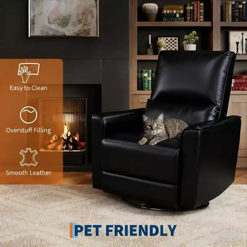 Swivel Rocking Nursery Recliner Chair Rocker Recliner Glider Deep Seat Sofa Chair with high Backrest