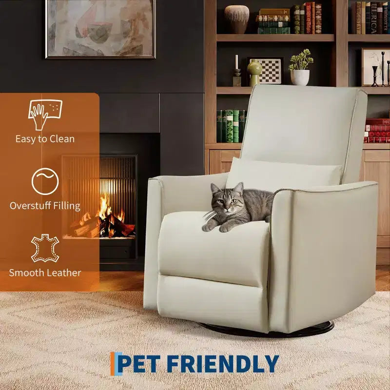 Swivel Rocking Nursery Recliner Chair Rocker Recliner Glider Deep Seat Sofa Chair with high Backrest