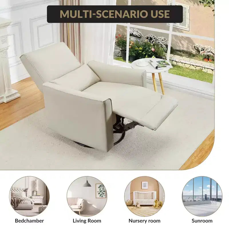 Swivel Rocking Nursery Recliner Chair Rocker Recliner Glider Deep Seat Sofa Chair with high Backrest
