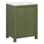 Mobile bagno piccolo 60 cm con ante a chiusura ammortizzata, Mobiletti bagno autoportanti con ripiano regolabile, Verde Oliva