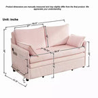 3-in-1 Corduroy Convertible Sofa Bed with USB and Side Pocket Storage, Twin Pull Out Sleeper Couch for Guest Room or Apartment - Panipeachy