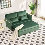 3-in-1 Corduroy Convertible Sofa Bed with USB and Side Pocket Storage, Twin Pull Out Sleeper Couch for Guest Room or Apartment - Panipeachy