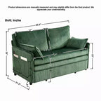 3-in-1 Corduroy Convertible Sofa Bed with USB and Side Pocket Storage, Twin Pull Out Sleeper Couch for Guest Room or Apartment - Panipeachy