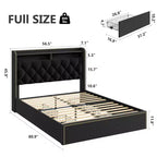 Full/Queen/King Upholstered Platform Bed Frame with 2-Tier Storage Headboard,Black Velvet Tufted Bed with 4 Drawers,Nailhead Trim, Sturdy Metal Frame