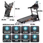 Treadmill Clearances,5.0 HP Folding Treadmill with 20-Level Adjustable Incline,12 mph Speed,Treadmill 400 lb Capacity,105 Preset Training Program