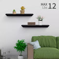 18.11 Black Floating Shelf C invisible-bracket wood wall mount, perfect bathroom/bedroom/kitchen dcor or book/plant display, easy install.