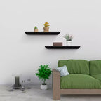 18.11 Black Floating Shelf C invisible-bracket wood wall mount, perfect bathroom/bedroom/kitchen dcor or book/plant display, easy install.