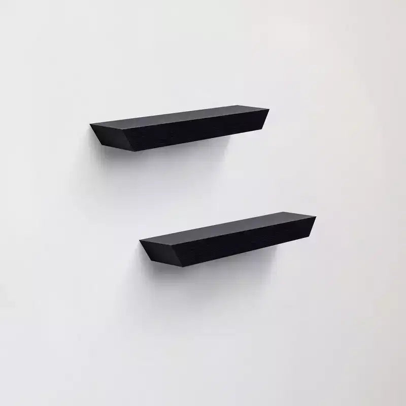 18.11 Black Floating Shelf C invisible-bracket wood wall mount, perfect bathroom/bedroom/kitchen dcor or book/plant display, easy install.