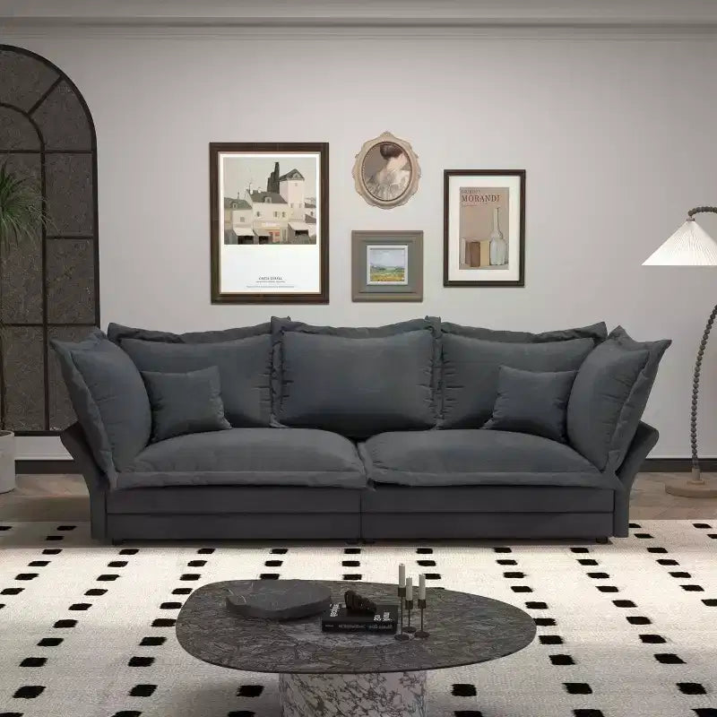 MAYEERTY 90.55 Modern Comfy Upholstered Sofa Cloud Couch,Deep Seat Couches with Multiple Large Sofa Pillows Gray