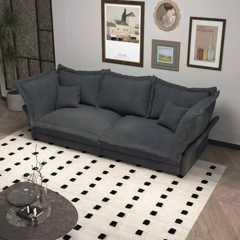 MAYEERTY 90.55 Divano Comodo Moderno Imbottito Cloud, Divani con Seduta Profonda e Cuscini Grandi Multipli Grigio