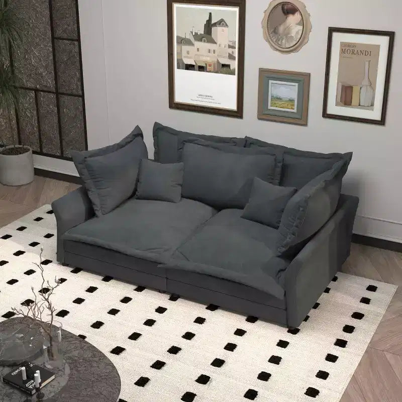 MAYEERTY 90.55 Divano Comodo Moderno Imbottito Cloud, Divani con Seduta Profonda e Cuscini Grandi Multipli Grigio