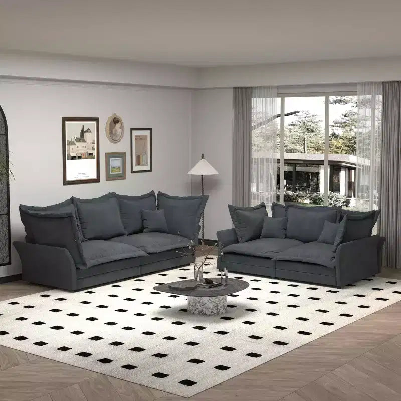 MAYEERTY 90.55 Divano Comodo Moderno Imbottito Cloud, Divani con Seduta Profonda e Cuscini Grandi Multipli Grigio