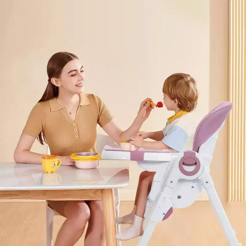Seggiolone per neonati, regolabile in altezza e reclinabile, seggiolone pieghevole con vassoio rimovibile - Seggiolino multifunzione per bambini facile da pulire