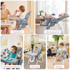 Seggiolone per neonati, regolabile in altezza e reclinabile, seggiolone pieghevole con vassoio rimovibile - Seggiolino multifunzione per bambini facile da pulire