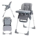 Baby High Chair, Adjustable Height & Recline Foldable Highchair with Removable Tray - Easy-Clean Multifunctional Infant Seat