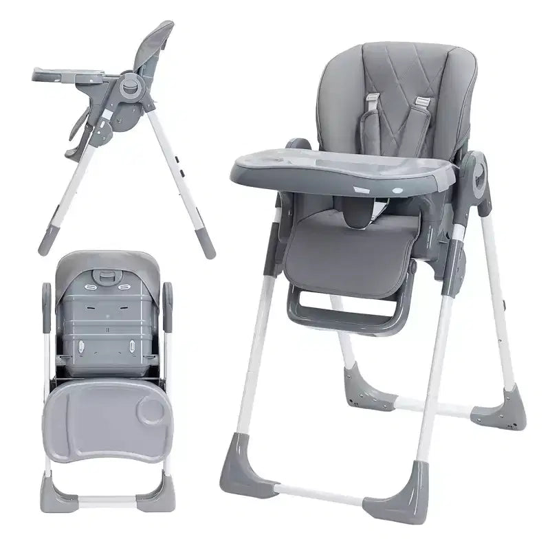 Baby High Chair, Adjustable Height & Recline Foldable Highchair with Removable Tray - Easy-Clean Multifunctional Infant Seat