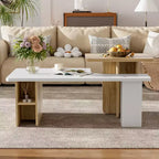 JVNOXK47.20 inSet of 2 Nesting Coffee Tables Farmhouse,Rectangle Coffee Table Living Room,Wood Finish Coffee Table Set, Small Coffee Tables
