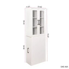70.87in Display Storage Cabinet with 4-Tier Multi-functional Pull-out Shelf & 2 Glass Doors, Modern Wood Kitchen Pantry for Living Room Dinning Room