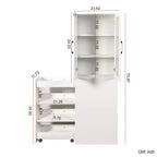 70.87in Display Storage Cabinet with 4-Tier Multi-functional Pull-out Shelf & 2 Glass Doors, Modern Wood Kitchen Pantry for Living Room Dinning Room