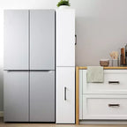 70.87in Display Storage Cabinet with 4-Tier Multi-functional Pull-out Shelf & 2 Glass Doors, Modern Wood Kitchen Pantry for Living Room Dinning Room