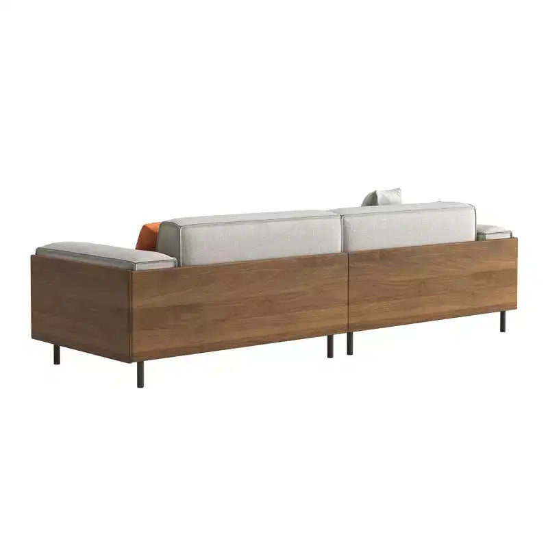 Luck Live Mid-Century Modern Fabric Sofa with Solid Wood Frame, Breathable Cotton-Linen Upholstery, High-Density Foam Cushions, Metal Legs
