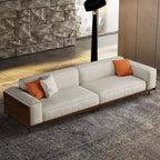 Luck Live Mid-Century Modern Fabric Sofa with Solid Wood Frame, Breathable Cotton-Linen Upholstery, High-Density Foam Cushions, Metal Legs