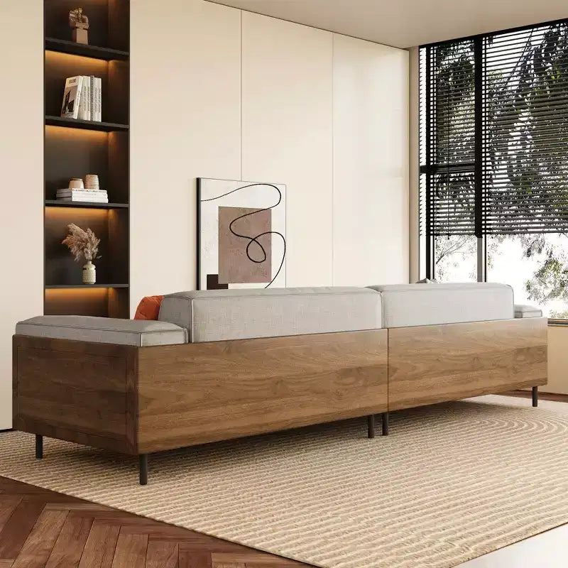 Luck Live Mid-Century Modern Fabric Sofa with Solid Wood Frame, Breathable Cotton-Linen Upholstery, High-Density Foam Cushions, Metal Legs