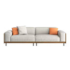 Luck Live Mid-Century Modern Fabric Sofa with Solid Wood Frame, Breathable Cotton-Linen Upholstery, High-Density Foam Cushions, Metal Legs