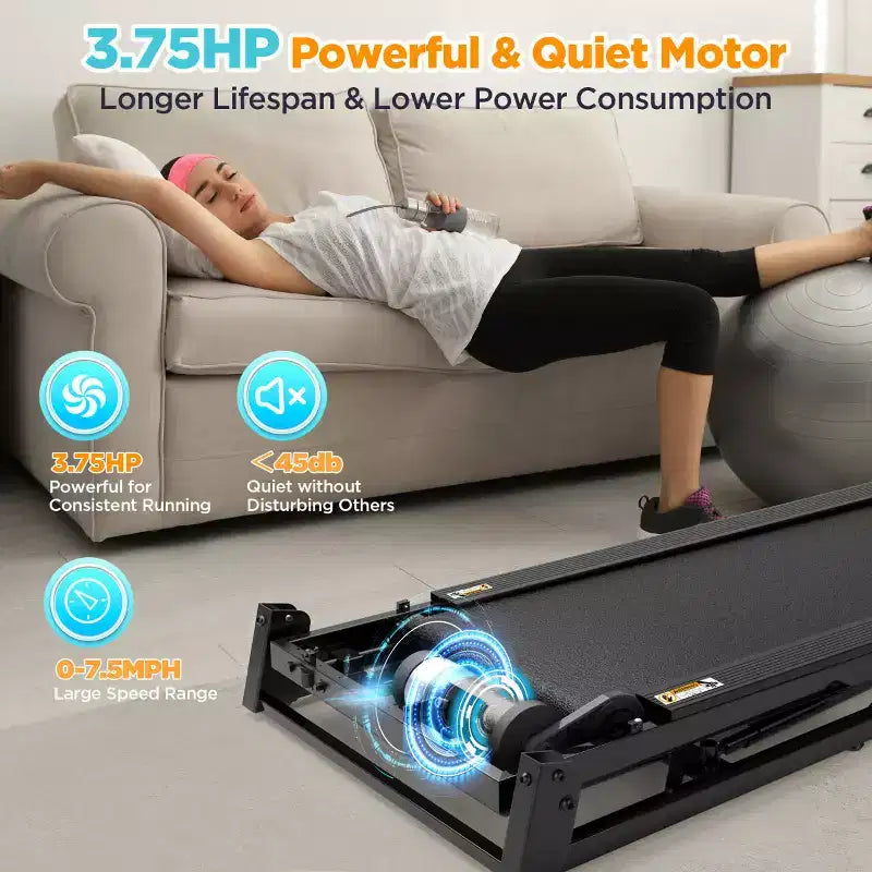 Tapis roulant da 3,75 HP, capacità 136 kg, tapis roulant pieghevole inclinabile, 64+7 programmi smart, 12 km/h, controllo tramite APP, tapis roulant per camminata e jogging a casa con altoparlante HiFi