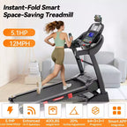 Tapis Roulant Inclinabile Automatico al 20%, Tapis Roulant Pieghevole da 4.95 CV Capacità 400 libbre, 71 Programmi, 12 MPH, Allenamento Personalizzato con Controllo APP, Tapis Roulant per Jogging e Camminata Domestica