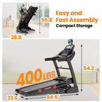 Tapis Roulant Inclinabile Automatico al 20%, Tapis Roulant Pieghevole da 4.95 CV Capacità 400 libbre, 71 Programmi, 12 MPH, Allenamento Personalizzato con Controllo APP, Tapis Roulant per Jogging e Camminata Domestica