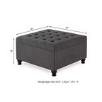 TUYOHW 30 Oversized Storage Ottoman Tufted Design,Soft Linen Footrest Ottoman for Living Room,Nailhead Trims,300lbs Capacity