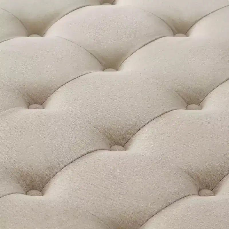 TUYOHW 30 Oversized Storage Ottoman Tufted Design,Soft Linen Footrest Ottoman for Living Room,Nailhead Trims,300lbs Capacity