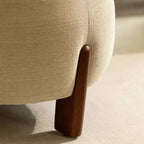 TUYOHW Handcrafted Ottoman with Mango Wood Base,Chic Round Footrest Ottoman for Bedroom & Living Room,Accent Footstool,Easy Maintenance