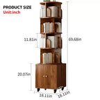 Libreria Girevole, Espositore a 360 Gradi, Scaffale ad Angolo a 5 Ripiani con Cassetto per Piccoli Spazi, Scaffale da Terra per Libri, Organizzatore Stretto in Legno