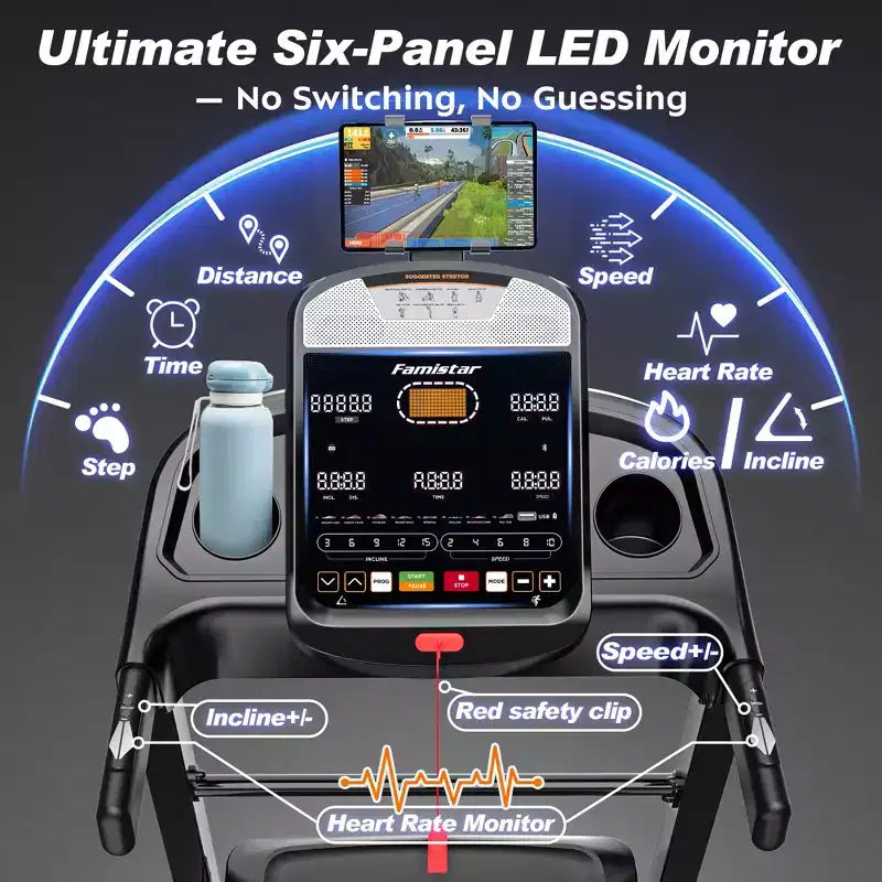 Tapis Roulant Pieghevole 5HP, Inclinazione Automatica su 20 Livelli, 105 Programmi Preimpostati, 1-20 KM/H, Controllo Tramite App per Palestra Domestica