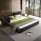 MAYEERTY Letto King Size Cloud con testiera imbottita oversize mobile, angoli arrotondati, base a doghe in metallo e legno massiccio, doppio supporto, grigio scuro