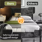 MAYEERTY Letto King Size Cloud con testiera imbottita oversize mobile, angoli arrotondati, base a doghe in metallo e legno massiccio, doppio supporto, grigio scuro