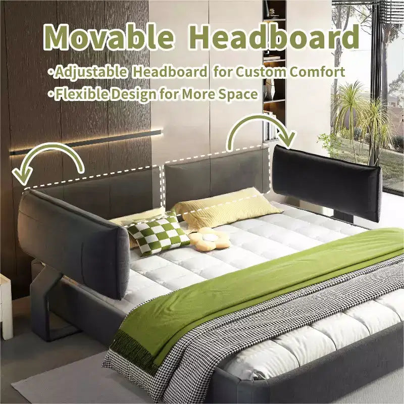 MAYEERTY Letto King Size Cloud con testiera imbottita oversize mobile, angoli arrotondati, base a doghe in metallo e legno massiccio, doppio supporto, grigio scuro