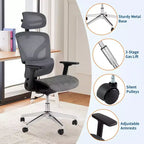 Ergonomic High Back Mesh Office Chair - 4d Adjustable Armrest, Lumbar Support & Headrest, Slide Seat, Rolling Computer Executive Desk Chair