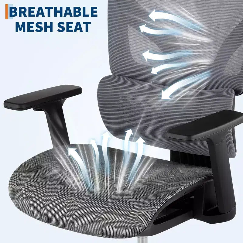 Ergonomic High Back Mesh Office Chair - 4d Adjustable Armrest, Lumbar Support & Headrest, Slide Seat, Rolling Computer Executive Desk Chair